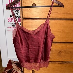 Vintage Victoria’s Secret Burgundy Lace Trim Cami Top